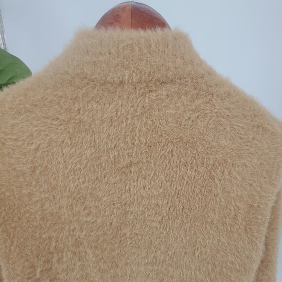 J.Crew Point Sur Womens Tan Fuzzy Mohair Full-Zip Cardigan Sweater Size M - Picture 5 of 7